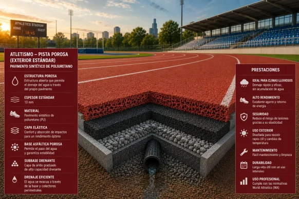 Pista de atletismo, vista de sección transversal. Cesped Group