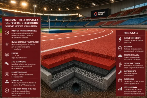 Pista de atletismo, vista de sección transversal. Cesped Group